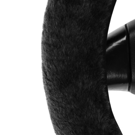 Braid on the steering wheel on elastic band, artificial fur, d 37-38 cm, gray, size M-1