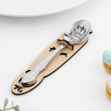 A spoon is registered, tea, with an engraving "Larisa", h = 14