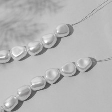 Plastic beads on the “Pearls” thread 1.6 × 1.4 × 1 cm, (set 90 pcs.), White color