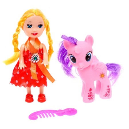 Baby doll "Anechka" with ponies and accessories, mix-4