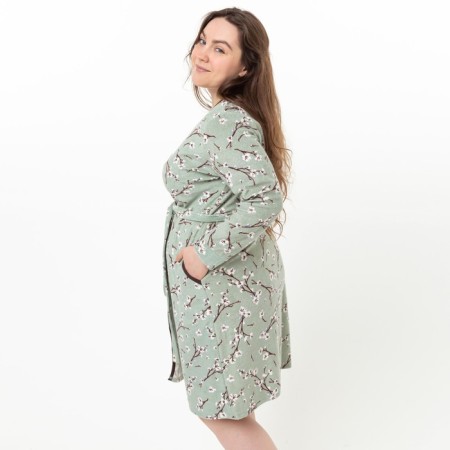Women's robe, olive color, size 48-3