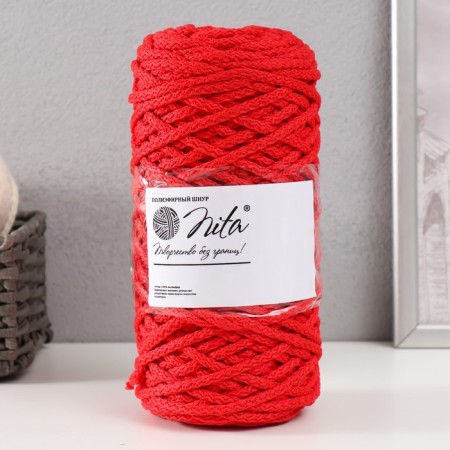 Knitting cord 100% polyester, width 5 mm 100m (red)-1