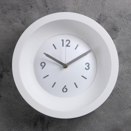 Wall clock, series: classic, smooth move, d = 25.4 cm, without glass, white
