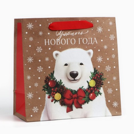 Craft square “New Year's bear”, 22 x 22 x 11 cm, New Year-1
