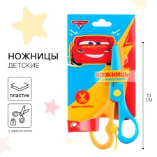 Baby scissors 13 cm, plastic two -tone pens, cars, mix