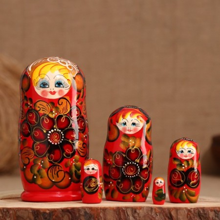 Matryoshka 5 puppet "ala" buds, 14-15cm, manual painting.-4
