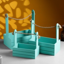 A set of wooden pots 3 in 1 (29 × 18 × 33; 25 × 15 × 30; 21 × 12 × 23) 