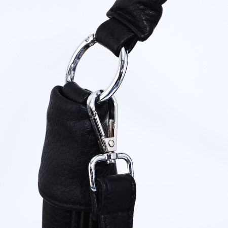 Load bag with zipper, external pocket, long belt, black color-4