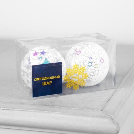 Set of Christmas tree balls "Snow" 2 pcs., Batteries, 1 LED, glow RGB-2
