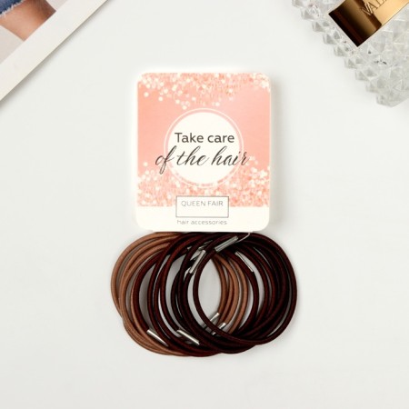 Hair gum "Mokko" (set 12 pcs) 4 cm, brown