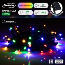 Garland “thread” 5 m, IP44, dark thread, 50 LED, glow of multi, 2 modes, solar battery