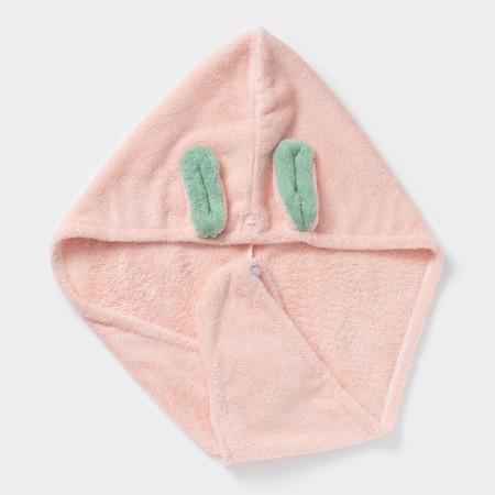 Cup for drying the hair of the Dolyan "Ears", microfiber, with a button, pink color-2