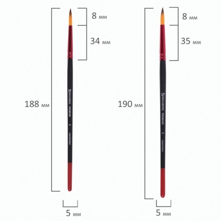 System Synthetics 5 pieces, Brauberg Premium, round No. 1, 2, 3, 4, 5-5