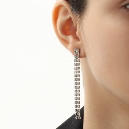 Set 2 objects: earrings, necklace "ice" is small, white color in silver, 30 cm-2
