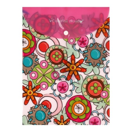 Folder-convert on the button, A4, 180 microns, "Flowers", mix-2