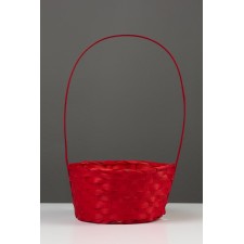 Wicker basket 20 x 20 x 9 cm, handle h = 25 cm, red