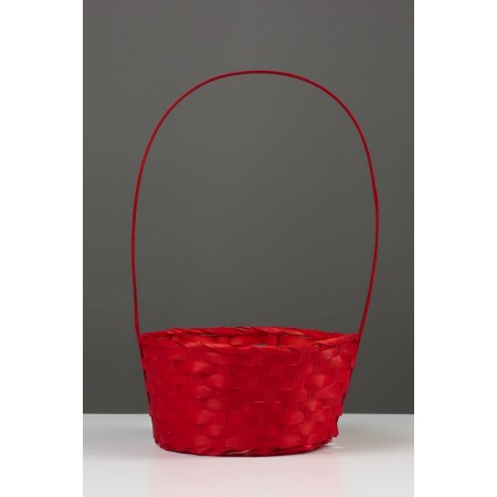 Wicker basket 20 x 20 x 9 cm, handle h = 25 cm, red