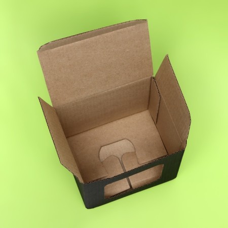 Box under a mug, with a window, black 12 x 9.5 x 12 cm-3