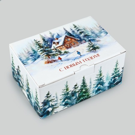 Box a gift New Year's folding "New Year's watercolor", 22 x 15 x 10 cm, New Year