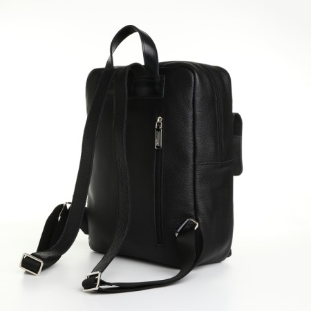 City backpack made of genuine leather with lightning, igermann, black color-1