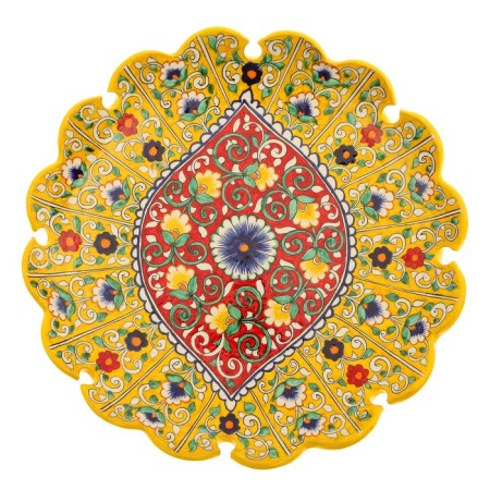 Largan Rishtan ceramics "Flowers", 31 cm, yellow mix, corrugated-8