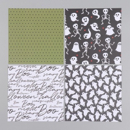 A set of scrapbooking paper 12 sheets 12 Halloween designs 160 grams 15.2x15.2 cm-6