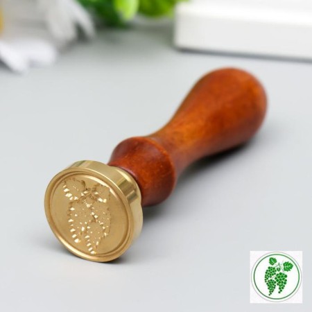 Printing for wax with a wooden handle "Grapes" 9x2.5x2.5 cm