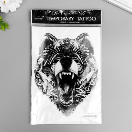 Tattoo on the body Black "Bear Red" 21x15 cm-2