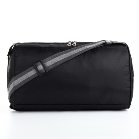 Sports bag with zipper, long belt, black color/tricolor-1