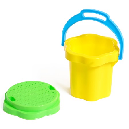 Set for playing in sand No. 106: bucket 0.3 l, sieve, scoop, rake, machine "Bublik"-6