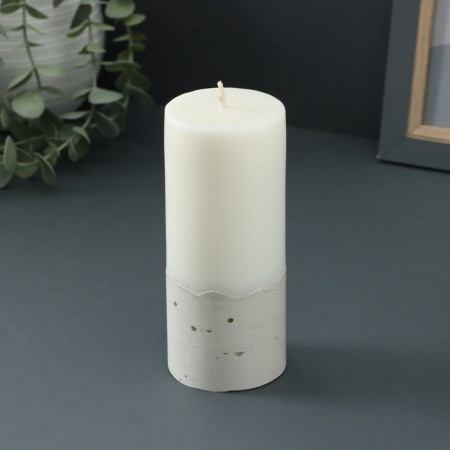 Candle-cylinder "Concrete", 6x15 cm, white-2