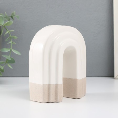 Ceramics candlestick for 1 candle "Scar" sand-white 10.2x6x12.8 cm-3