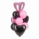 A set of balloons "Black-pink hearts", foil, latex, 10 pcs.
