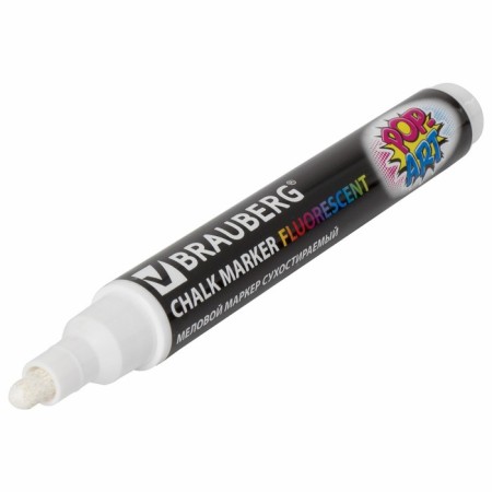 MARKER CHLOVA BRAUBERG "Pop-Art", 5mm, white. Fluor. Washed, for smooth surface 151527-12