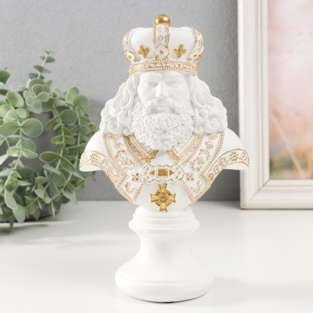 Souvenir Polystone "Bust. King" White with gold 9x14x22.5 cm