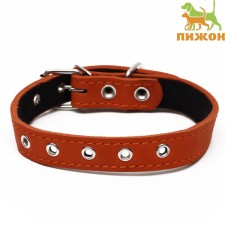 Leather collar on synthetic winterizer, dimensionless, 54 x 2.5 cm, Osh 19-47 cm, orange