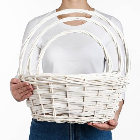 Set of wicker baskets, willow, 3 pcs., White color-1