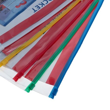 A4 A4 Zip-Molonius folder, 140 μm, Erichkrause PVC Zip Pocket, transparent, up to 100 sheets, mix-1