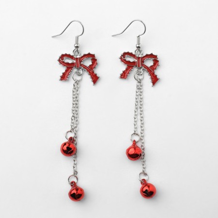 New Year! Earrings "New Year" hanging, bows, red-1