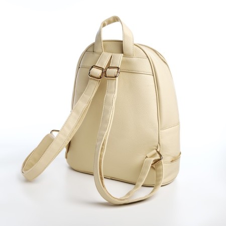Women's backpack made of artificial leather with lightning, 1 pocket, milk color-3