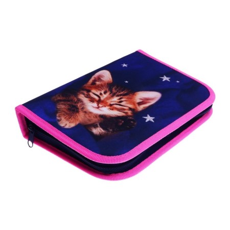 Penal 1 section 140 x 210 x 40 mm, folding pocket and cosmetic bag, fabric, calligrata top content "cat"-1