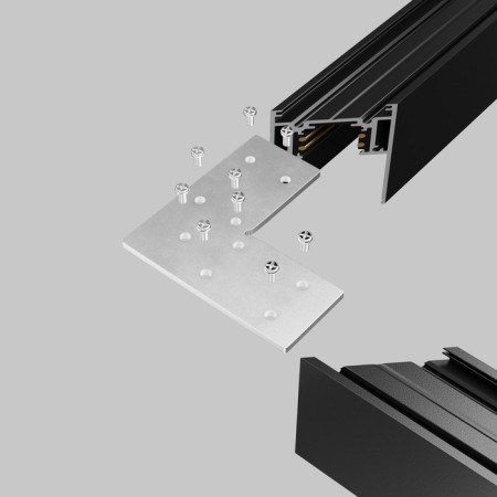 Corner connector for the Gravity overhead busbar, 80x80x3 mm, silver-3