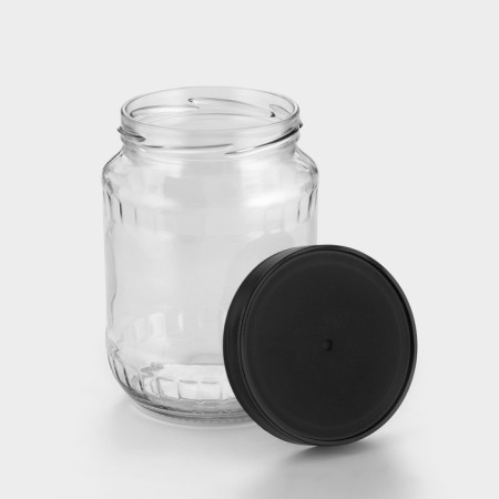 A set of glass cans with a black polymer lid, TO-82 mm, 720 ml, 4 pcs.-2