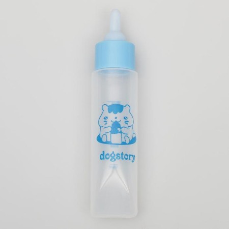 A bottle for feeding rodents of 30 ml with silicone nipple (short nose), blue