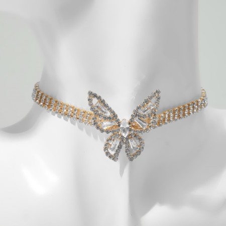Choker "Butterfly" is large, the color is white in gold, 30 cm