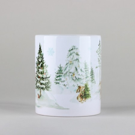 New Year's ceramic "New Year's Forest" mug, 320 ml, white color-1
