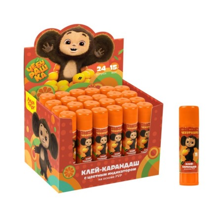 Glue-pencil PVP 15g, multi-bullets "Cheburashka", with a colored indicator-4