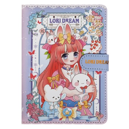 Gift notebook, a6+ 132 sheets, color block, with a stream on a magnet, PVC cover, "anime", mix-2