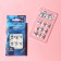 Fluid hardware, 24 pcs, adhesive plates, square shape, white/turquoise color