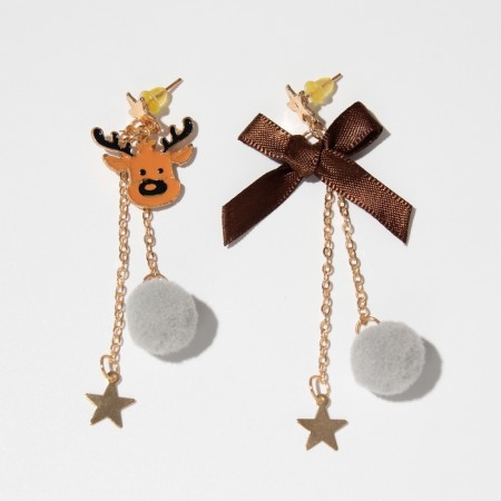 Earrings "Pomon" deer and bow, colored in gold-3